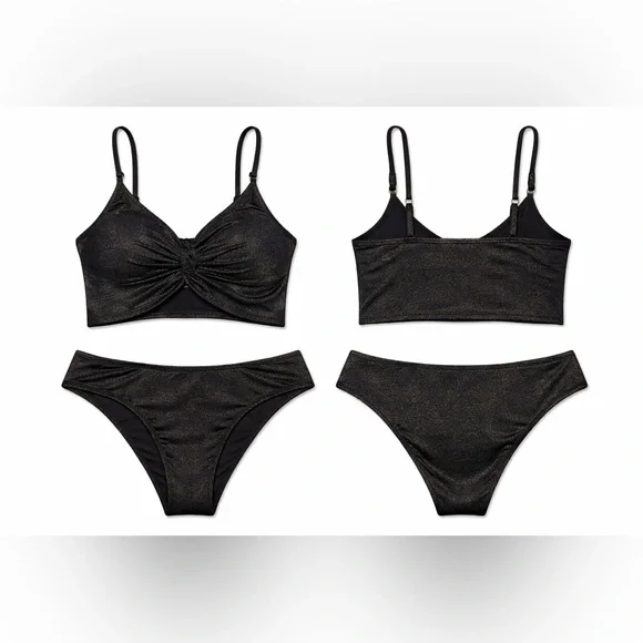 Cupshe Black Metallic Bikini Set Size Small - Picture 2 of 4